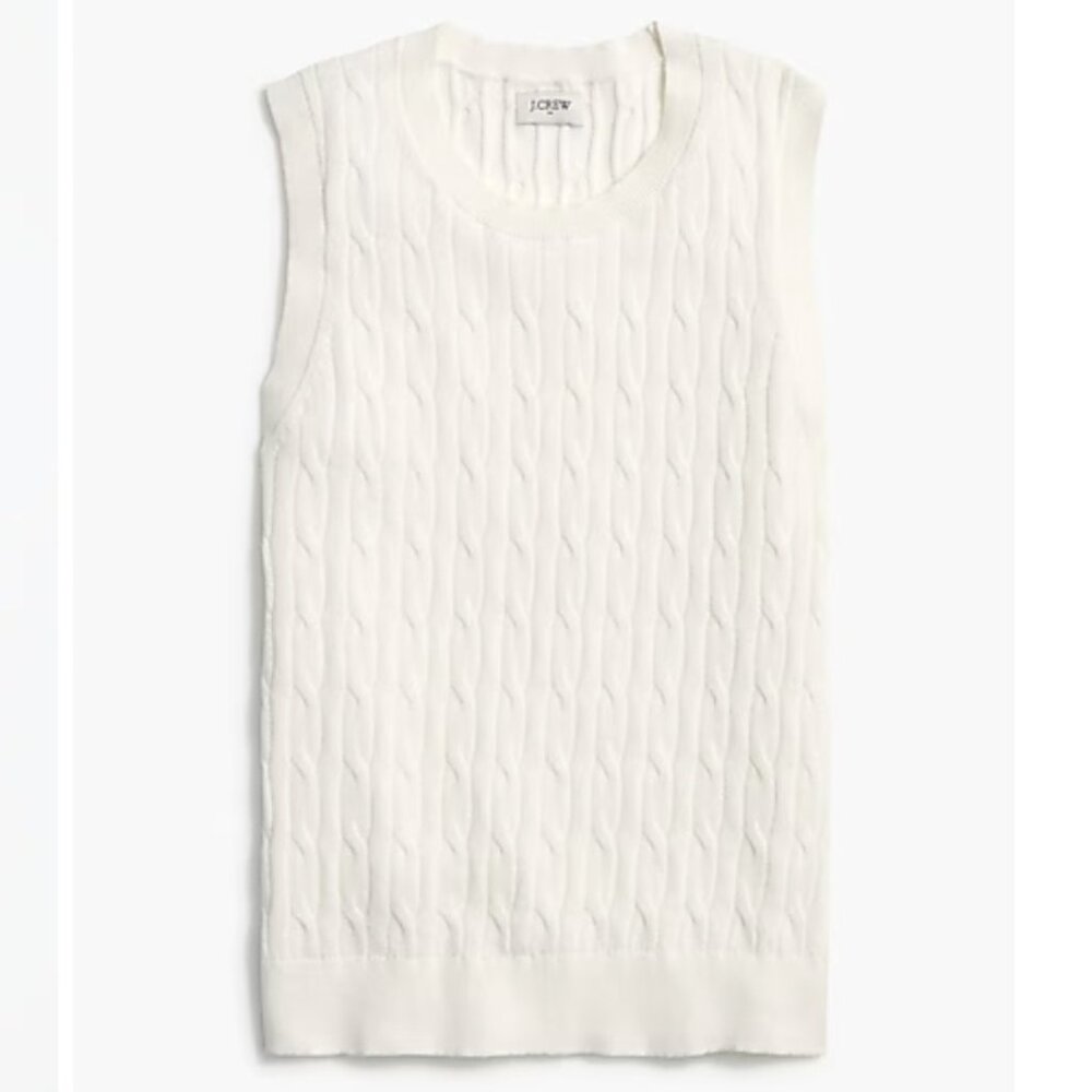 New J Crew Factory Cable Sweater Shell Sleeveless Medium ivory - Picture 3 of 3